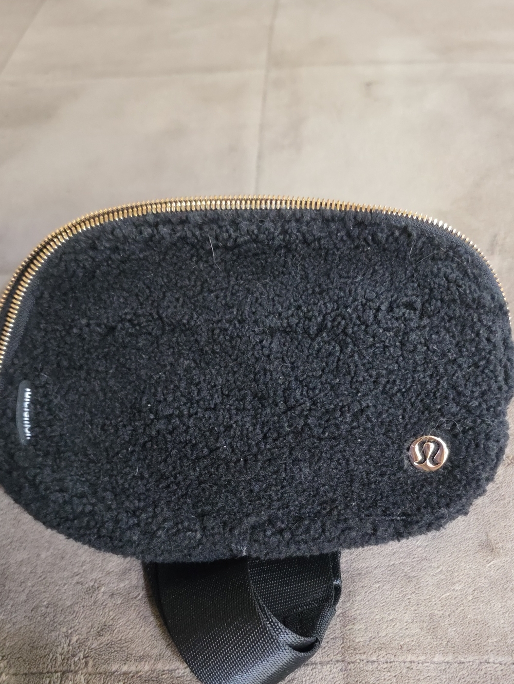 lululemon athletica Black Sherpa Crossbody Bag with Gold Hardware